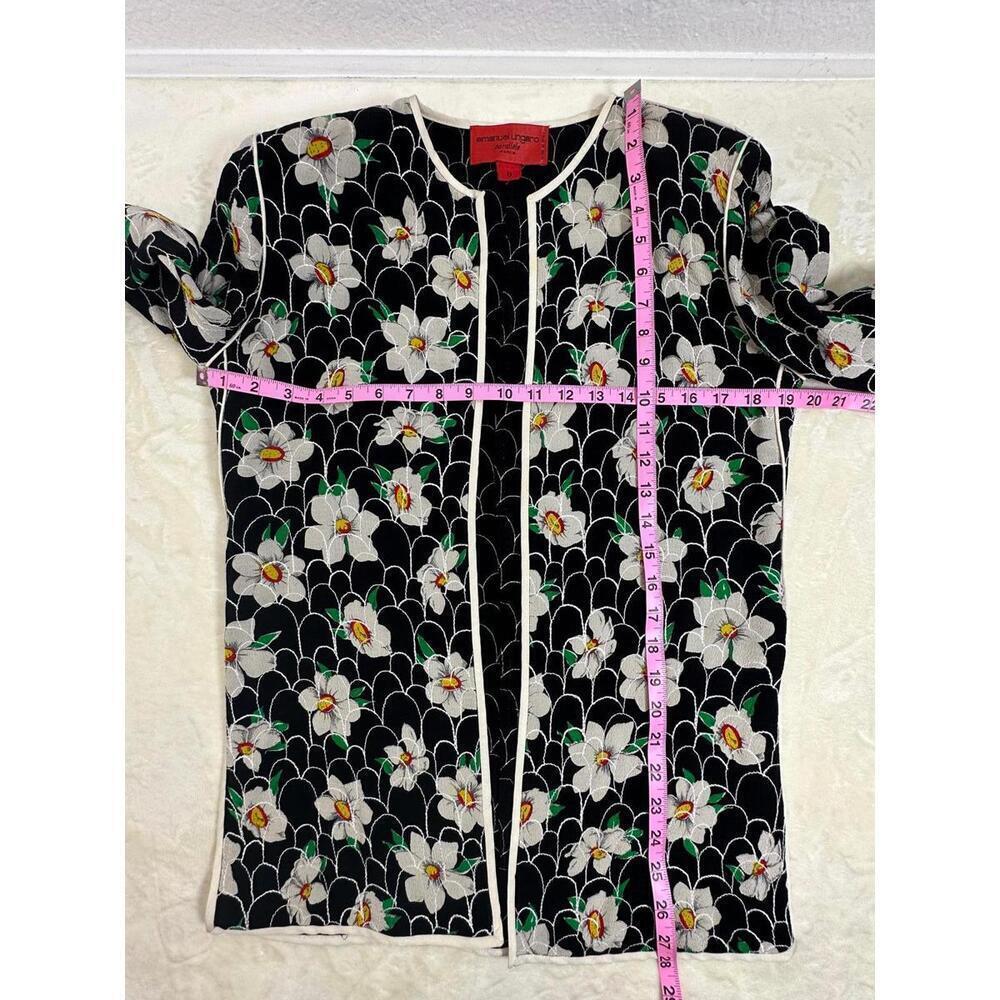 Emanuel Ungaro Parallele 8 Floral Skirt Suit Set Black White Vintage Italy - Picture 6 of 10